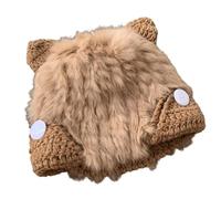 Asukohu Plush Knitted Patchwork Hat For Winter Warm Cats Ear Hat Roleplay Party Costume Adult Trapper For Cold Weather Warm Winter Caps