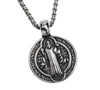 Asukohu Retro Inspired Alloy Necklace for Men Double-Sided Exorcism Symbol Neckchain Comfortable Carrying Key Blades Chain Jewellery Faith Inspired Jewellery, one size, As described, As described