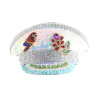 Asukohu Sequined Rhinestones Hat For Lady Wedding Bride Shimmering Marine Hat Holiday Celebrate Captain For Evening Party Dance Headpiece