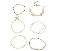 Asukohu Set Of 7 Delicate Beads Comfortable Wrist Jewelry Resin And Shell Texture For Individualistic Jewelry Seekers Resin And Shell Bracelets