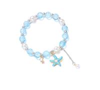 Asukohu Simple Sea Inspired Bracelet Subtle Star Fish Charm Stylish Accessory Handmade Wrist Accessory Jewellery For Everyday Clothing Elegant Girls Bracelet, one size, As described
