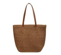 Asukohu Spacious Straw Handbag, Ergonomic Shoulder Bag, Practical Office Bag with Comfortable Straps and Organisational Pockets, Practical Handbag, khaki, Einheitsgröße