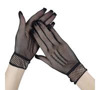 Asukohu Stretchy Sheer Fishnet Gloves Sun Protection Short Gloves For Official Occasion For Outdoor Occasion Wedding Party Accessory Formal Event, black, One Size