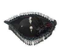 Asukohu Stylish Dark Pirate Cap Showcasing Delicate Trims and Floral Designs Perfect for Role Playing Halloween Costume Hat