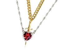 Asukohu Stylish Heart Daggers Pendant Necklace Exquisite Heart Necklace Neck Jewellery for Improving Your Daily Outfits Stylish Colarbone Chain, one size, As described, As described