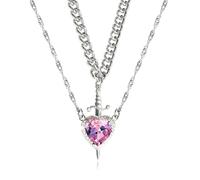 Asukohu Stylish Heart Daggers Pendant Necklace Exquisite Heart Necklace Neck Jewellery for Improving Your Daily Outfits Stylish Colarbone Chain, one size, As described, As described