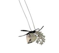 Asukohu Stylish Korean Inspired Heart Letter Pearl Tassels Necklace Trendy Layer Chokers Jewellery Accessories for Women Gifts Fashion Necklace with Heart Charm, one size, As described, As described