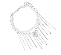 Asukohu Tassels Pendant Necklace Natural Stone Heart Accents Alloy Collarbone Chain Jewelry Trendsetters Unique Stackable Chain Necklace For Women