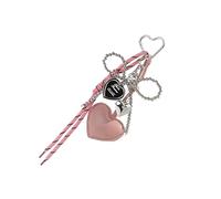 Asukohu Trendy Bag Ornament Bowknot and PU Leather Heart Pendant Keychain Handmade Braided Lanyard Keyring for Women Girls