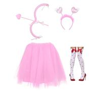 Asukohu Valentines Costume Accessories Heart Headband Cupids Bows Arrows Tutus Skirt Holiday Wedding Birthday Cosplay Costumes Valentines Cupids Costume Accessories