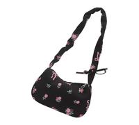 Asukohu Women's Bag Folding Clutch Bag Simple Armpit Shopping Large Capacity Handbag Flowers Printed Shoulder Women Simple Underarm Skin Folding Handbag Women's Floral Print Shoulder, black, Eine