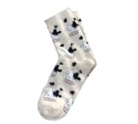 Asukohu Women's Fuzzy Socks Cartoon Crew Soft Slipper Cosy Warm Warm Sleeping Winter Warm Bootie Gifts Home Sleeping Socks, White Cow, One Size