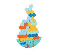 Asukohu Wooden Stackable Hexagon Toy Building Blocks for Toddlers from 1 2 3 Years Educational Toddler Preschool Toy Gifts Balancing Blocks