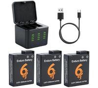 ASUNCELL 2500mAh 3-Pack Battery compatible with DJI Osmo Action 6/5 Pro/4/3 and Osmo 360, with Triple-Slot Charger, USB Type-C