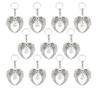 ASUNFO 10 Pcs Angel Wings Charms Keychain Key Ring Message Inspiration Words Charms Pendant Hanging Decorations Silver, Silver, 4.8 inches