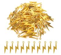 ASUNFO 100Pcs Lightning Bolt Pendants Alloy Flash Thunder Charms Lightning Dangle Charms for DIY Bracelet Earrings Jewelry Crafts Making Gold