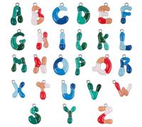 ASUNFO 26Pcs Enamel Bubble Letter Charms Metal Balloon Initial Letter Alphabet Pendants A-Z Letters Charm for Jewelry Making Decorative Women