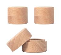ASUNFO 3 Pcs Mini Round Wooden Ring Jewelry Box Holder Small Trinket Wooden Box with Lid DIY Storage Trinket Bearer Container Case Wood Ring Box 2x1.4 Inch