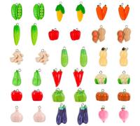 ASUNFO 36Pcs Vegetable Pendants Imitation Food Resin Pendants 3D Dangle Charms for Keychains Earrings Bracelets Jewelry Making 18 Style