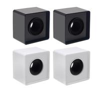 ASUNFO 4 Pcs Microphone Flag Station Portable Square Cube ABS Foam Mic Flag Logo Studio Equipment Microphone Accessorie for Reporter Host Interview Black White, AF00325