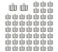 ASUNFO 50 Pcs Holy Bible Charms Inspirational Words Message Charm Pendants for Jewelry Making DIY Crafts, 0.6 inches x 0.6 inches, Metal, No Gemstone