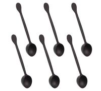 ASUNFO 6 Pcs Long Handle 15g Coffee Measuring Spoon Black Plastic Reusable Scoop for Coffee Bean Tea Sugar Milk Powder