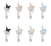 ASUNFO 8 Pcs Butterfly Alloy Charms Pendant for DIY Jewelry Making Crafts Keychain Bracelet Necklace Earring Supplies 4 Colors