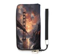 ASUOEFR Bridge Wallet with Zip, Hand Strap,Card Holder Large Capacity Bifold RFID Blocking,Clutch Wallet for Travel & Everyday Use,Gifts for Women Birthday