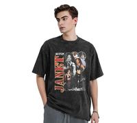 ASUPOCFRC Unisex Jackson Singer Janet Drop-Shoulder Slimming T-Shirt Couples' Matching Top Trendy Versatile T-Shirt Black XXL