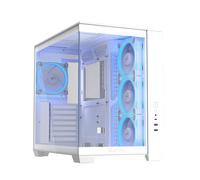 ASUS A32 Plus White ATX Gaming PC case, Support 360mm radiators and 420mm Graphics Cards, Dual-Chamber Chassis for Independent Cooling Zones, Four pre-Installed ARGB Fans and Clean Cable Management