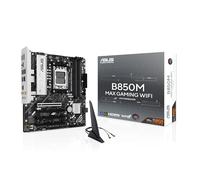 ASUS B850M MAX Gaming Wi-Fi AMD mAMD ATX Motherboard, 8+2+1 Power Stages, DDR5 Slot, PCIe 5.0 Ready, 3 M.2 Slots, Wi-Fi 6, 1 Gb Ethernet, USB-A, USB-C, HDMI, BIOS Flashback and Aura Sync, Black