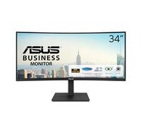 ASUS Business VA34VCPSR Curved Monitor 34", Wide QHD (3440x1440), HDMI, DisplayPort, USB Hub, RJ45 LAN Port, Ergonomic Design, Flicker Free, Low Blue Light, Black