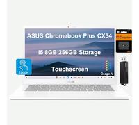 ASUS Chromebook Plus CX34 Laptop, 14" FHD Touchscreen, Intel Core i5-1335U, 8GB RAM, 256GB Storage (128GB UFS +128GB IST SD Card) Enterprise Business, 2TB Cloud Storage, Google AI, Chrome OS, White