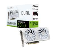 ASUS Dual GeForce RTX 5060 8GB GDDR7 White OC Edition (PCIe 5.0, 8GB GDDR7, DLSS 4, HDMI 2.1b, DisplayPort 2.1b, 2.5-slot design, Axial-tech fan desi