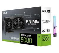 ASUS Prime GeForce RTX 5080 OC Edition Triple Fan Graphics Card, 16GB GDDR7, 1827 AI Tops, 5th Gen Tensor Cores, DLSS 4, PCIe 5.0, DP 2.1b x3, HDMI 2.1b, with GPU Holder