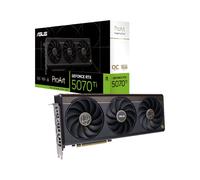 ASUS ProArt NVIDIA GeForce RTX 5070 Ti OC Edition, 16GB GDDR7, 256 Bit, PCIe 5.0, 2.5 Slot, 1 HDMI 2.1, 3 DisplayPort 2.1, USB-C, GPU Tweak III, Black, PROART-RTX5070TI-O16G