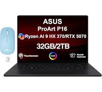 ASUS ProArt P16 AI Powered Laptop 16.0" Touch OLED 4K Display (AMD Ryzen AI 9 HX 370, 32GB LPDDR5X, 2TB PCIe SSD, GeForce RTX 5070, Copilot+, Backlit KB, WiFi 7, Win 11 Pro) w/Dockztorm Hub