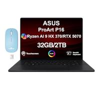 ASUS ProArt P16 Creator Laptop 16.0" 3K 120Hz OLED Lumina Touch Display (AMD Ryzen AI 9 HX 370, 32GB LPDDR5X, 2TB SSD, GeForce RTX 5070, Backlit KB, WiFi 7, Win 11 Home) w/Dockztorm Wireless Mouse