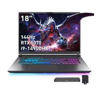 ASUS ROG Strix G18 18" 144Hz WUXGA Gaming Laptop, Intel i9-14900HX, GeForce RTX 5070, 32GB RAM, 3TB Storage (2TB SSD+1TB Docking Station), 4-Zone RGB Backilit Keyboard, FHD IR Camera, Win 11 Pro, Gray