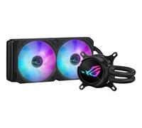 ROG Strix LC III ARGB all-in-one CPU liquid cooler with 360° rotatable water block, Gen7 v2 pump, premium ROG ARGB fans, and 10+ custom Aura lighting effects.