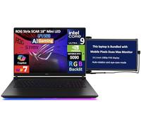 ASUS ROG Strix Scar AI Gaming Laptop 18" 240Hz Mini LED WQXGA Display (Intel Ultra 9-275HX, GeForce RTX 5090 24GB, 64GB DDR5, 2x1TB PCIe SSD (2TB), RGB KB, Win 11 Pro) w/Duex Max DS Monitor