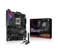 ASUS ROG Strix X670E-E Gaming WiFi AMD Ryzen AM5 ATX motherboard, 18+2 power stages, DDR5 support, four M.2 slots with heatsinks, PCIe 5.0, USB 3.2 Gen 2x2, WiFi 6E, AI Cooling II, and Aura Sync