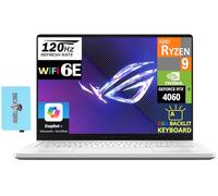 ASUS ROG Zephyrus G14 14.0" OLED 120Hz QHD White Gaming Laptop (AMD Ryzen 9 8945HS, RTX 4060 8GB, 16GB LPDDR5X RAM, 1TB PCIe SSD, RGB Backlit KB, WiFi 6E, Bluetooth 5.3, Micro SD, Win11Pro) w/DKZ Hub