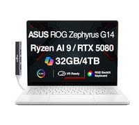 ASUS ROG Zephyrus G14 AI Gaming Laptop 14.0" 120Hz OLED 2.8K Display (AMD Ryzen AI 9 HX 370, GeForce RTX 5080 16GB, 32GB LPDDR5X, 4TB PCIe SSD, RGB KB, Win 11 Home) w/DKZ USB Port Expander