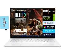 ASUS ROG Zephyrus G14 AI Gaming Laptop 14.0" 120Hz OLED 2.8K Display (AMD Ryzen AI 9 HX 370, GeForce RTX 5080 16GB, 32GB LPDDR5X, 2TB SSD, RGB KB, Win 11 Home) w/DKZ USB Port Expander