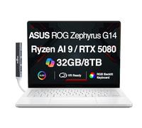 ASUS ROG Zephyrus G14 AI Gaming Laptop 14.0" 120Hz OLED 2.8K Display (AMD Ryzen AI 9 HX 370, GeForce RTX 5080 16GB, 32GB LPDDR5X, 8TB PCIe SSD, RGB KB, Win 11 Pro) w/DKZ USB Port Expander