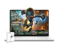 ASUS ROG Zephyrus G14 AI Gaming Laptop 14.0" ROG Nebula OLED 2.8K 500nits Display, AMD Ryzen 9 270, RTX 5060 8GB, 16GB LPDDR5X, 1TB SSD, WiFi7, Win11, Platinum White, w/2TB USB Drive, W/GaLiMu