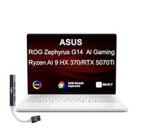 ASUS ROG Zephyrus Gaming Laptop 14" 120Hz OLED 2.8K 500 nits DCI-P3 100% (AMD Ryzen AI 9 HX 370, GeForce RTX 5070 Ti 12GB, 32GB LPDDR5X, 8TB SSD, RGB KB, Copilot, Win11Home) w/DKZ USB Port Expander