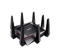 ASUS RT-AC5300 AiMesh Tri-band 4 x 4 Gigabit Wireless Gaming Router with AiProtection Powered by Trend Micro (WTFast game accelerator inside for free, Link aggregation, Adaptive, QoS, ASUS Router App Support, Dual-WAN 3G/4G Support) - Black/Red