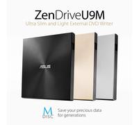 ASUS SDRW-08U9M-U external ultraslim 8X DVD writer, USB Type C + Type A cable, Mac Compatible, 13.9mm Ultraslim, M-DISC support, Disc Encryption, NER